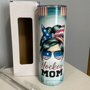 Hockey Mom 20oz Tumbler new w box comes with stainless steel reusable straw